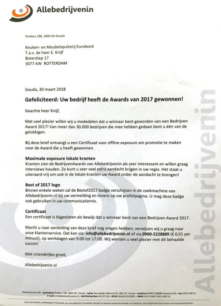 oorkonde eurobord meubelspuiterij 2017